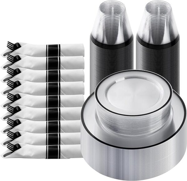 Black party dinnerware set