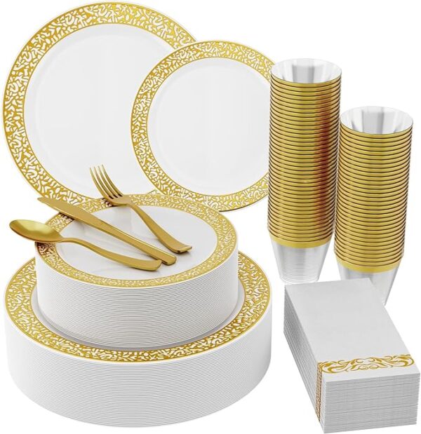 Dinnerware set gold rim