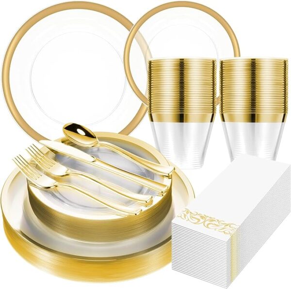 Gold dinnerware set 225 piece set