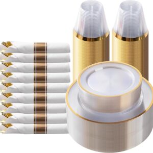 Gold plastic dinnerware set