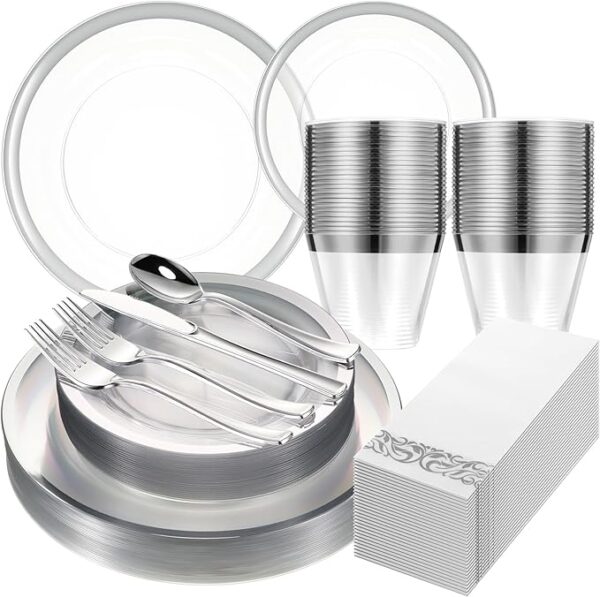 Silver 225 clear dinnerware set